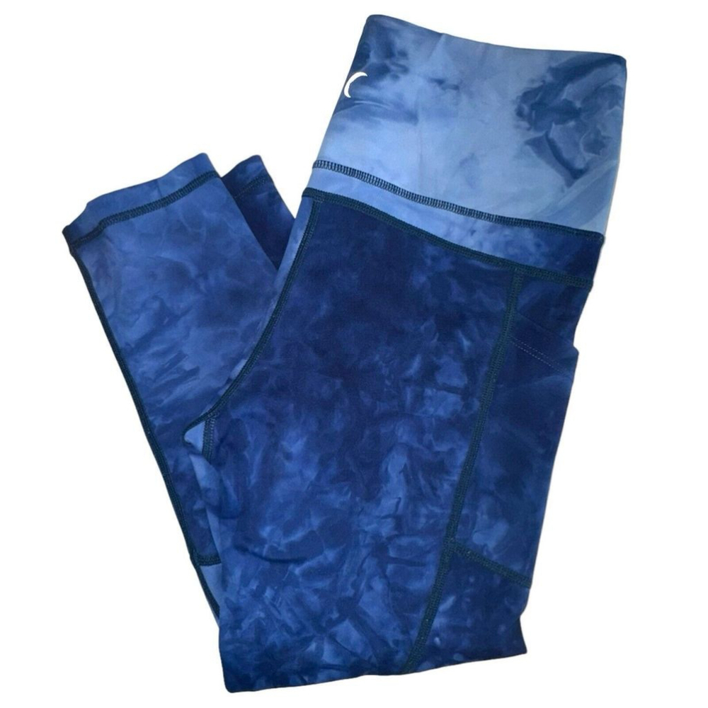 Zyia Active Cropped Legging Women's Size 6-8 Pull On Watercolor Blue Side Pocket